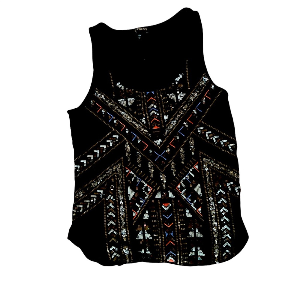Express Brand Black Tank Top with Sequins